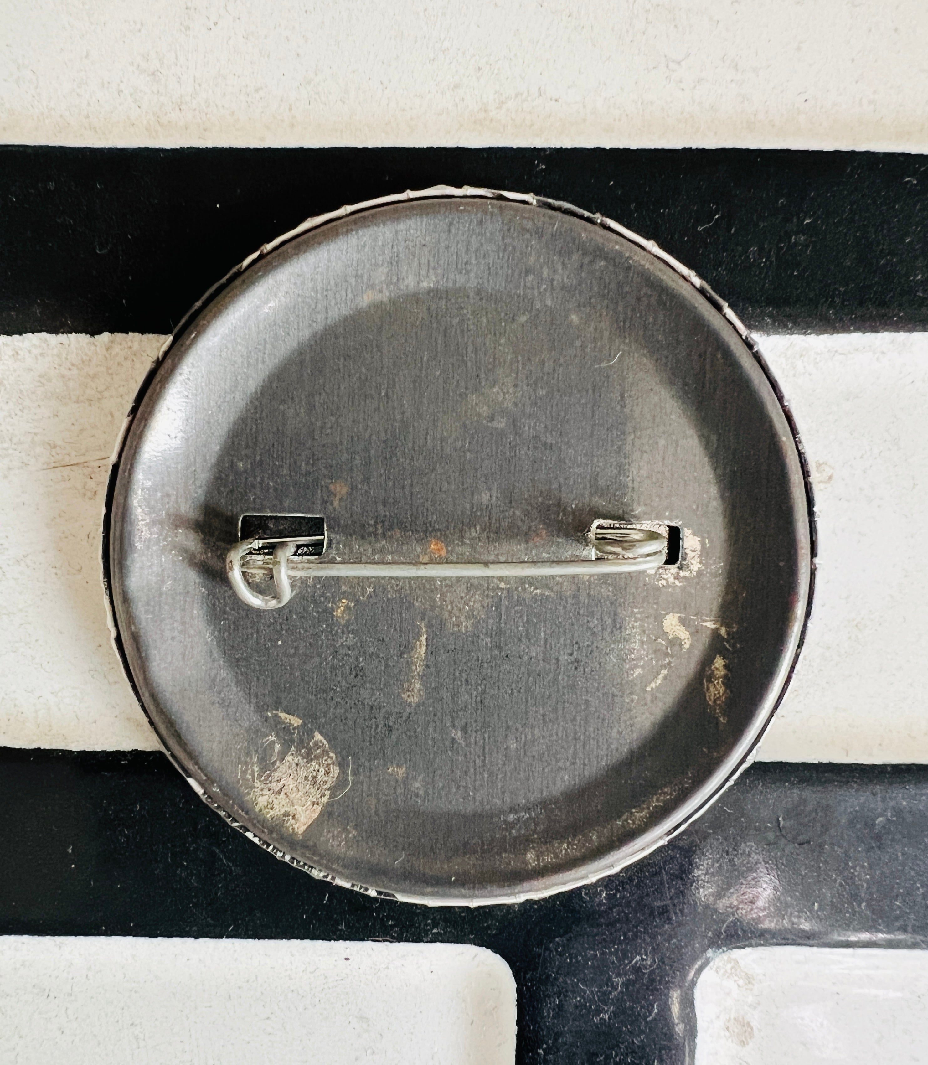Vintage Pinback Button; Black and White