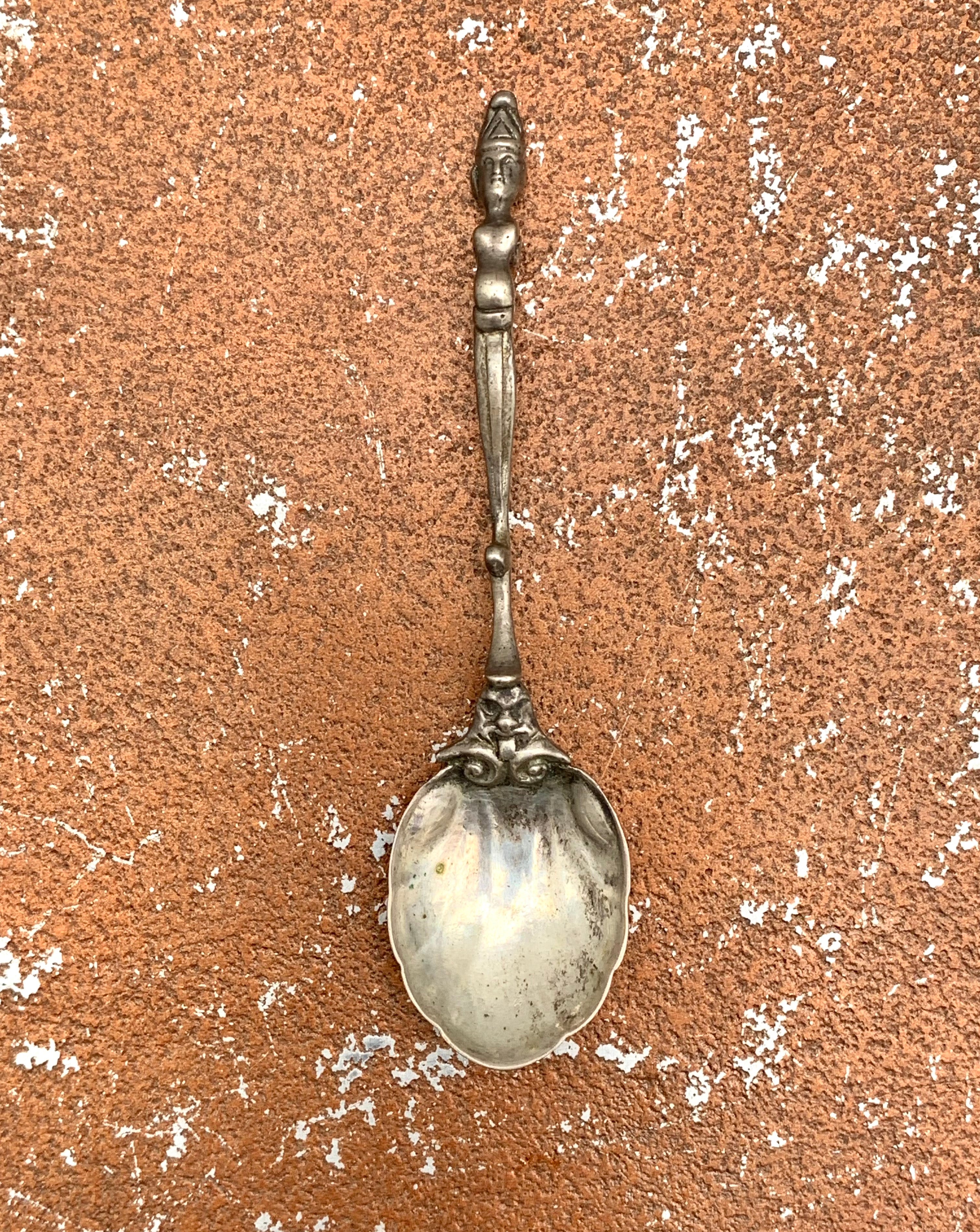 Silver Demitasse Spoon Figure Handle