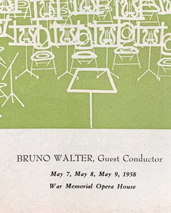 1958 San Francisco Symphony; Set of Two Programs; Collectible Paper Ephemera; Enrique Jordá ; Alexander Brailowsky; Bruno Walter