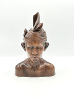 Load image into Gallery viewer, Vintage Malaysian Hard Wood Bust Sculpture w/ Headdress
