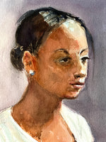 Load image into Gallery viewer, Original Signed Watercolor Portrait; African American Woman
