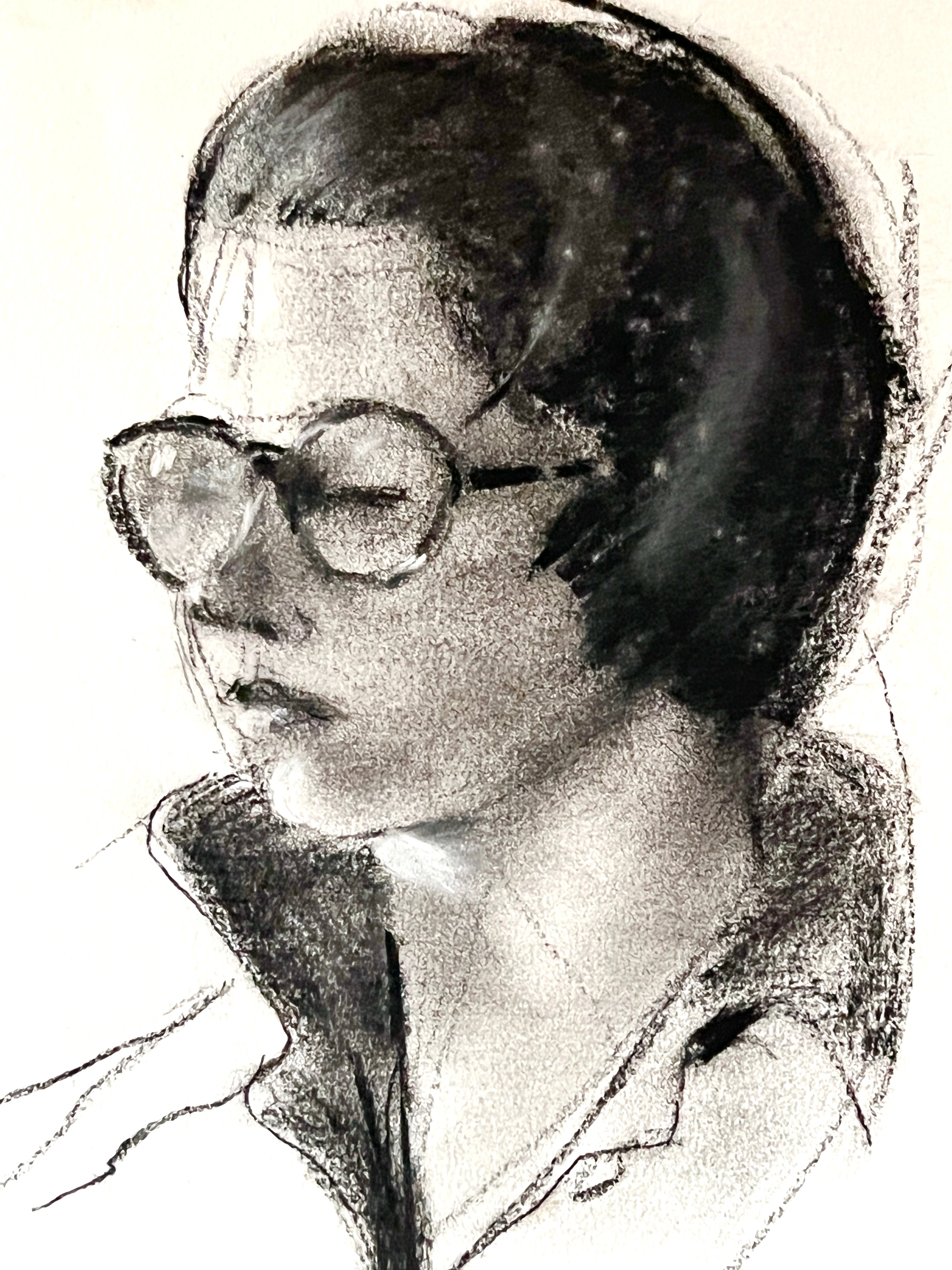 Original Charcoal Drawing; Portrait of Woman
