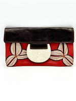 Load image into Gallery viewer, Leather Shagreen &amp; Shell Clutch Handbag
