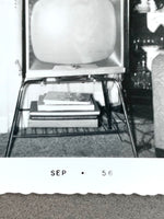 Load image into Gallery viewer, Two Vintage Black &amp; White Photographs September 1956; Woman and Television
