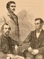 Load image into Gallery viewer, Harper&#39;s Weekly Journal of Civilization Illustration of  President &quot;Abraham Lincoln and his Secretaries&quot; June 11, 1864, Newsprint, Art
