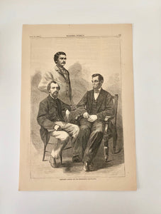Harper's Weekly Journal of Civilization Illustration of  President "Abraham Lincoln and his Secretaries" June 11, 1864, Newsprint, Art