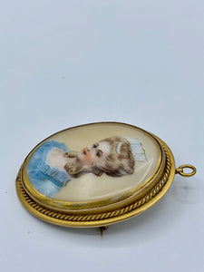 Hand Painted Porcelain Brooch; Victorian Style