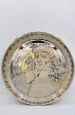 Load image into Gallery viewer, Mary Lou Higgins &amp; Edward Higgins Ceramic Plate 1976 High Gloss Silver Glaze Portrait
