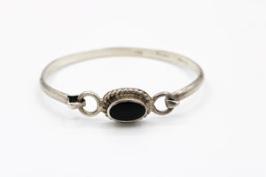 Taxco Sterling Silver & Onyx Bracelet, Vintage 1970's Mexican Silver