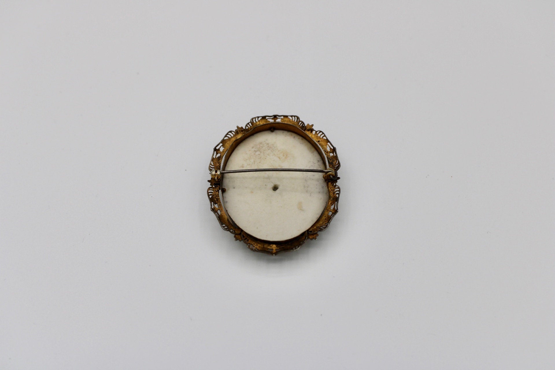 Hand Painted Porcelain Brooch; Victorian