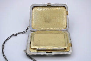 Clarence A. Vanderbilt Antique Sterling Silver Coin Purse Compact Sterling Silver & 14k Gold Inlay