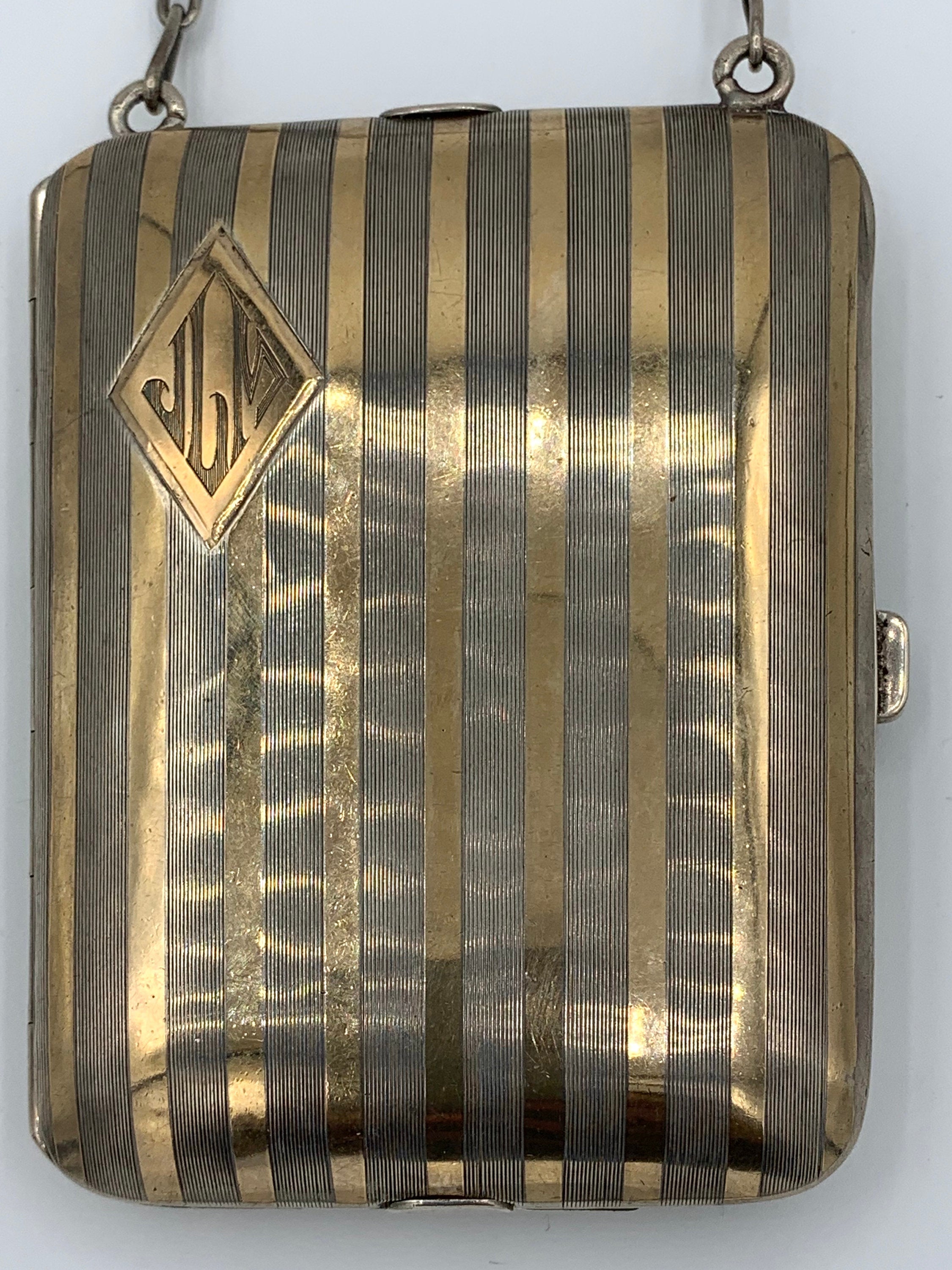 Clarence A. Vanderbilt Antique Sterling Silver Coin Purse Compact Sterling Silver & 14k Gold Inlay
