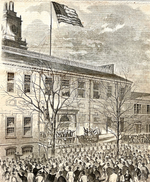 Load image into Gallery viewer, Harper&#39;s Weekly Journal President Lincoln at Independence Hall Philadelphia 1861
