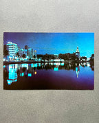 Miami Beach, Florida; Reflective Night View; Vintage Postcard