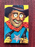 Retro Vintage Googly Eyed Sheriff Squeaking Postcard, Printed in Japan, 1960's Quirky Western Comic