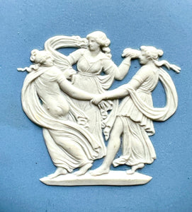 Three Graces; Stratton (England) & Josiah Wedgwood Blue Jasperware Cameo Compact