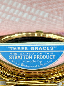 Three Graces; Stratton (England) & Josiah Wedgwood Blue Jasperware Cameo Compact