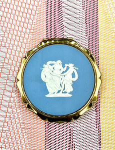 Three Graces; Stratton (England) & Josiah Wedgwood Blue Jasperware Cameo Compact