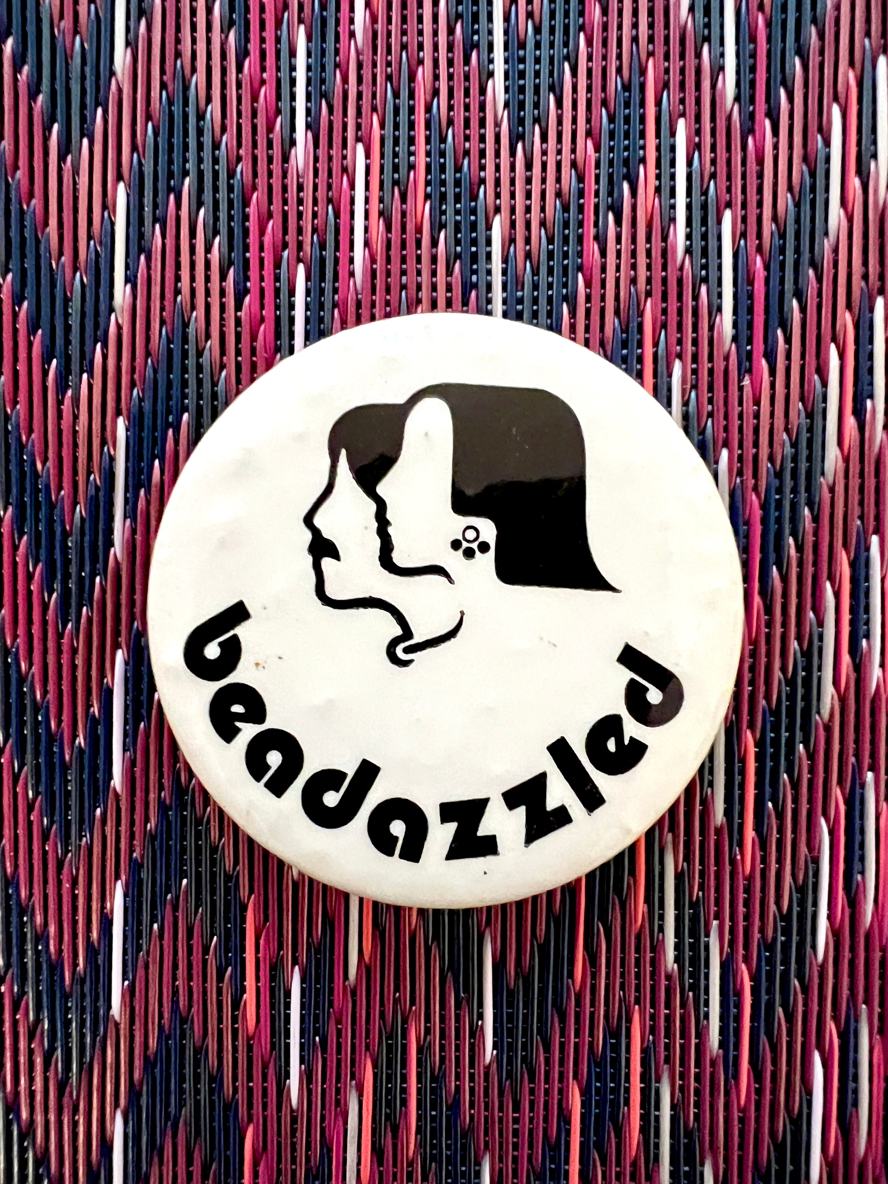 Vintage Beadazzled Pinback Button