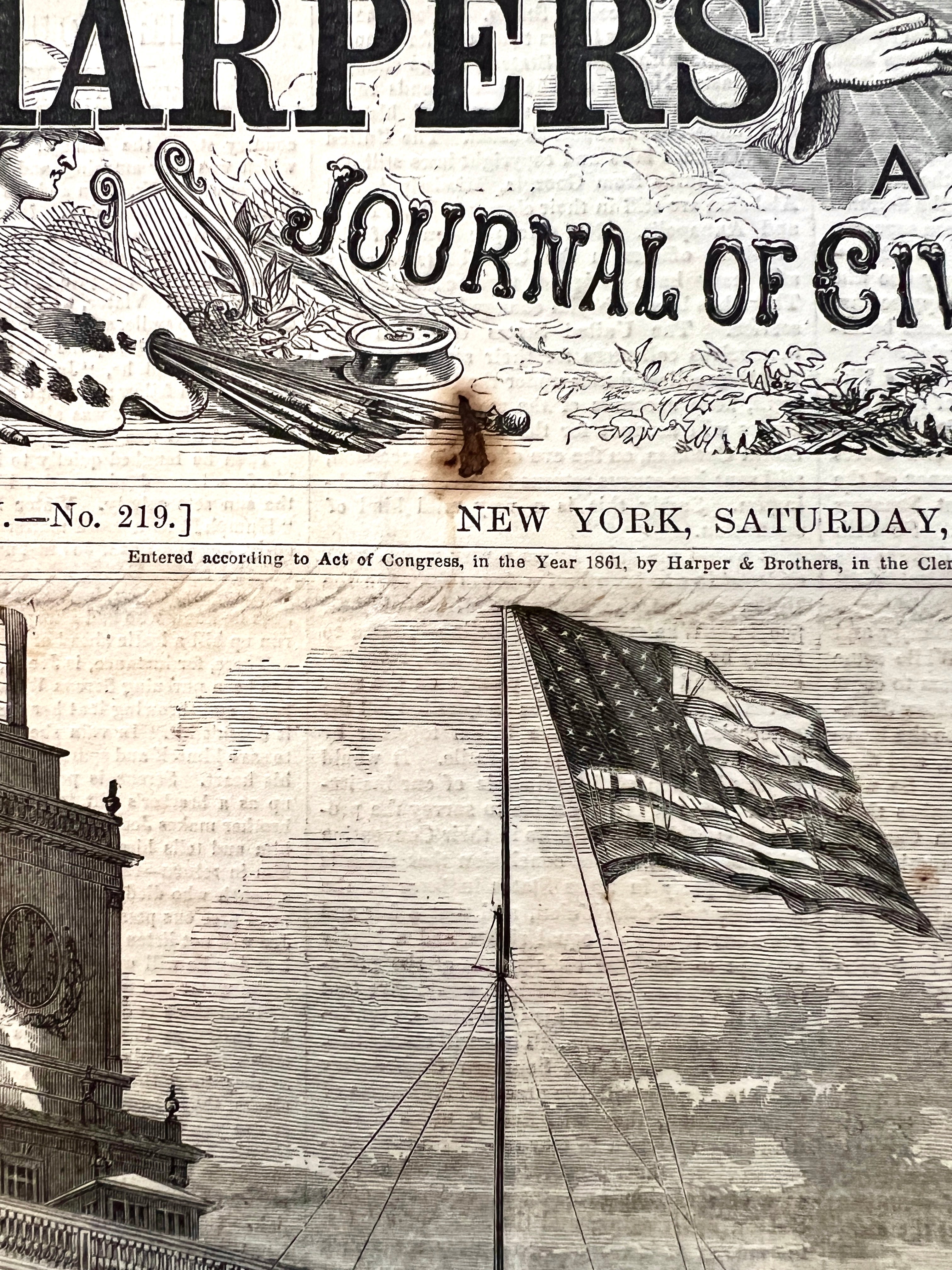 Harper's Weekly Journal President Lincoln at Independence Hall Philadelphia 1861