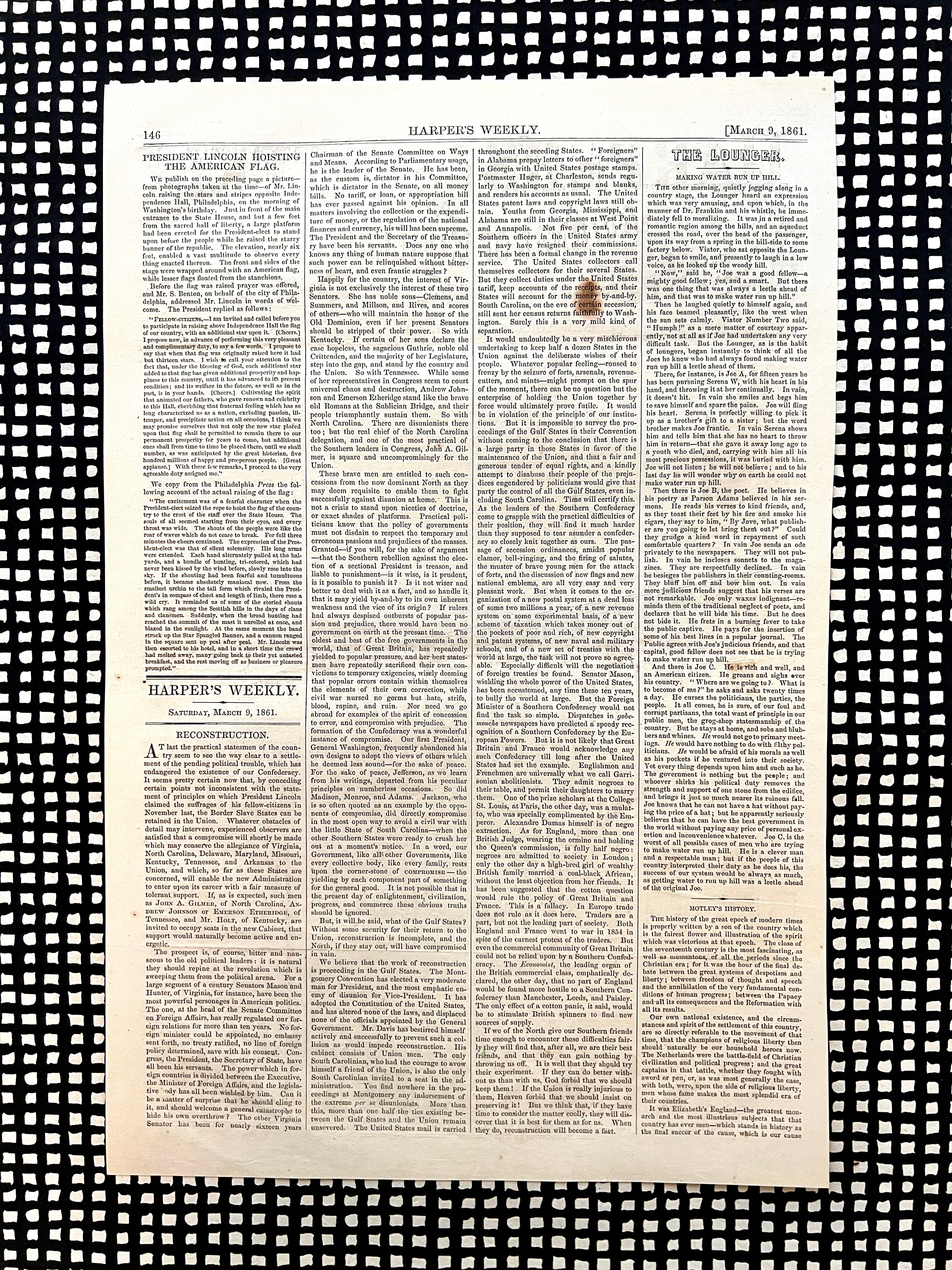 Harper's Weekly Journal President Lincoln at Independence Hall Philadelphia 1861