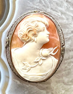 Load image into Gallery viewer, Carved Shell Cameo Brooch with Bail
