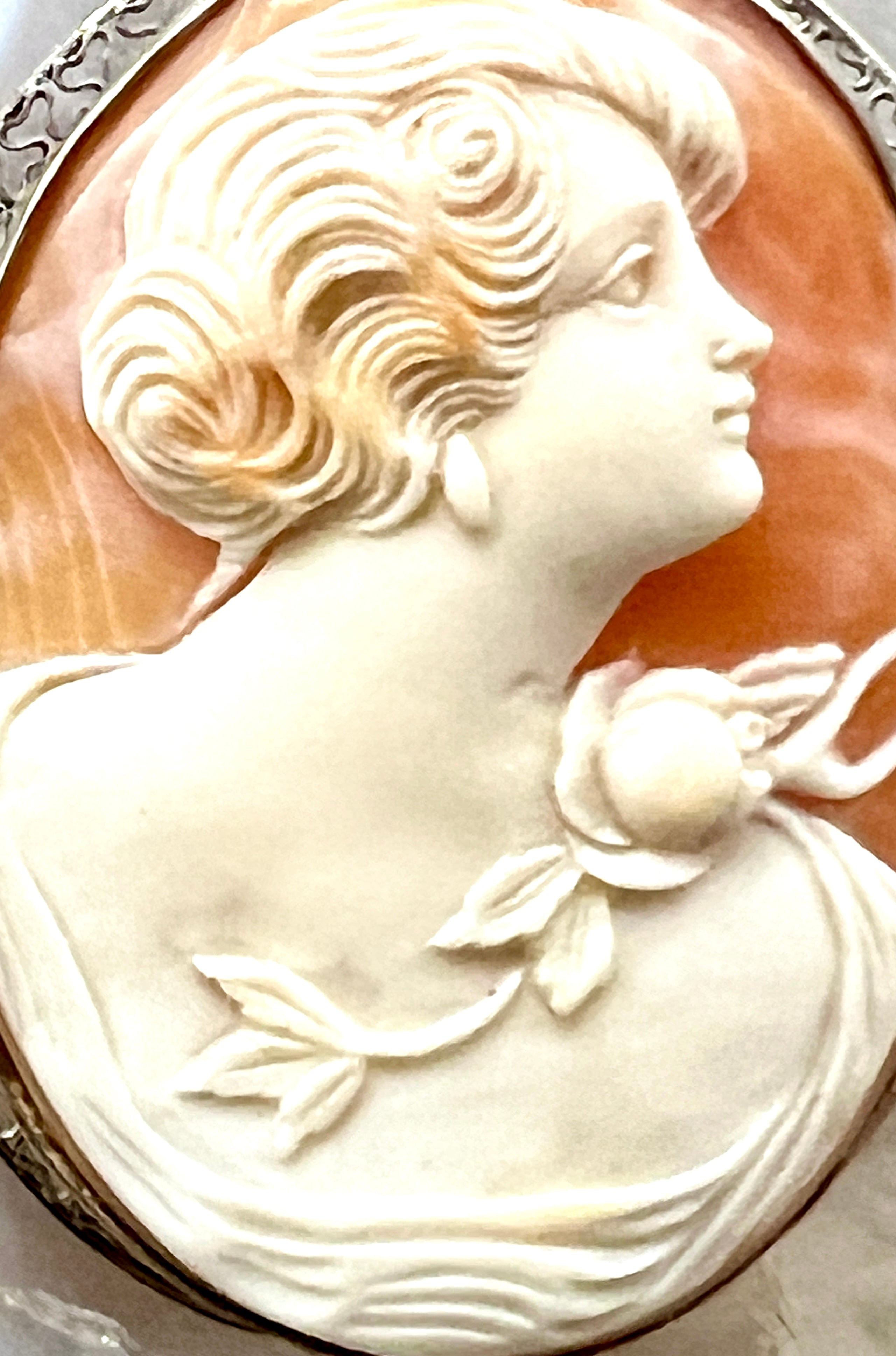 Carved Shell Cameo Brooch with Bail