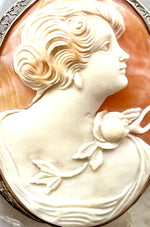 Load image into Gallery viewer, Carved Shell Cameo Brooch with Bail
