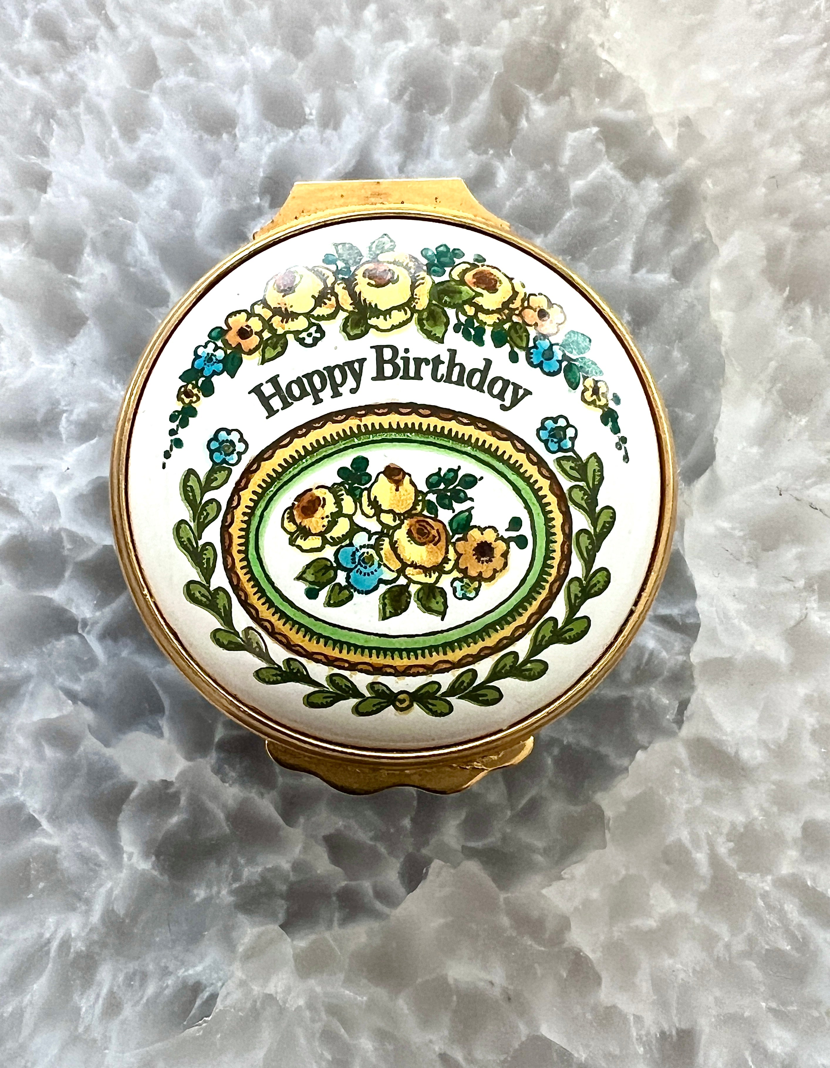 Bilston and Battersea Enamels (England) Happy Birthday Mini Keepsake Box