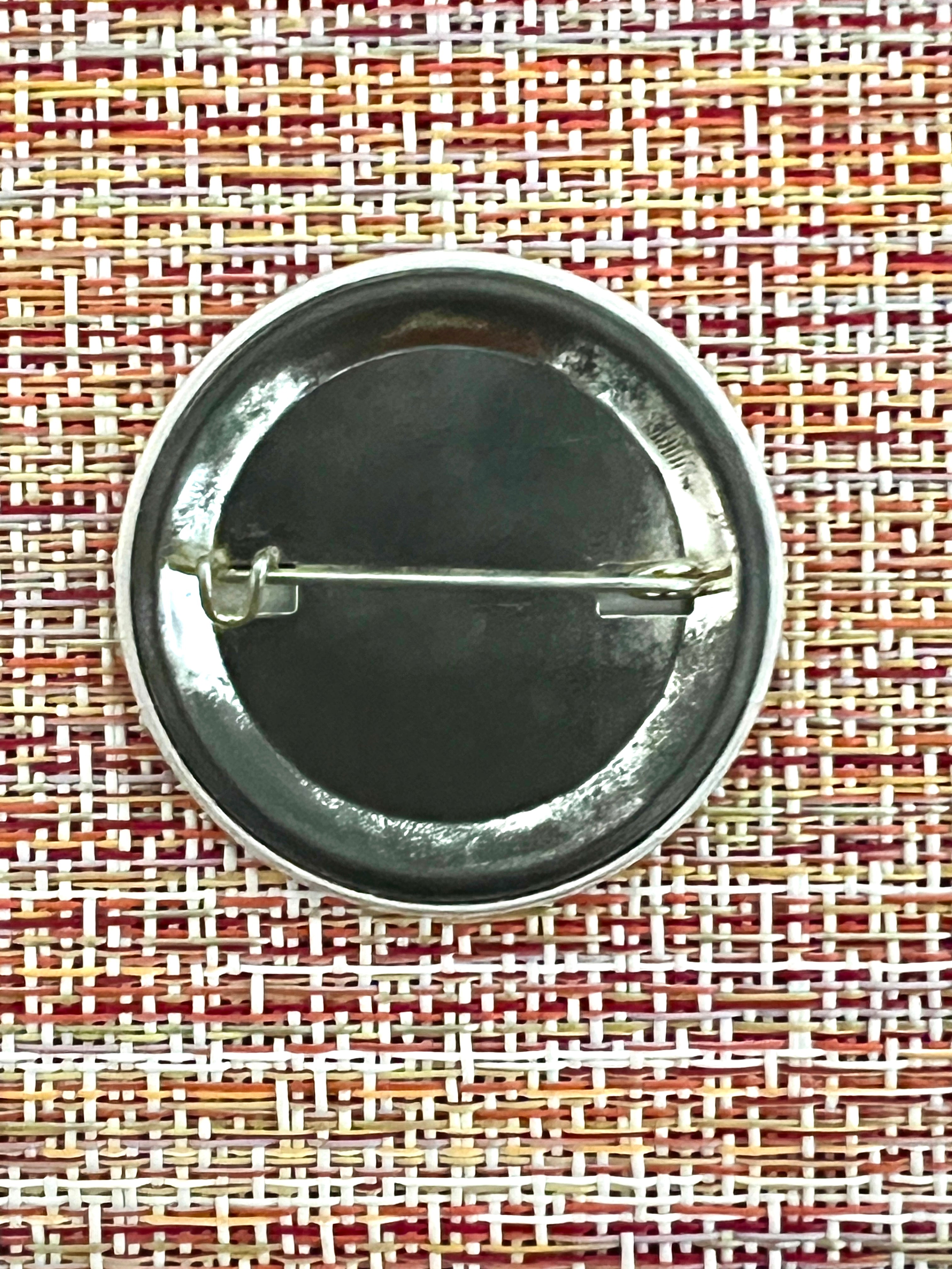 "Beauty and the Brace" Quirky Vintage Pinback Button