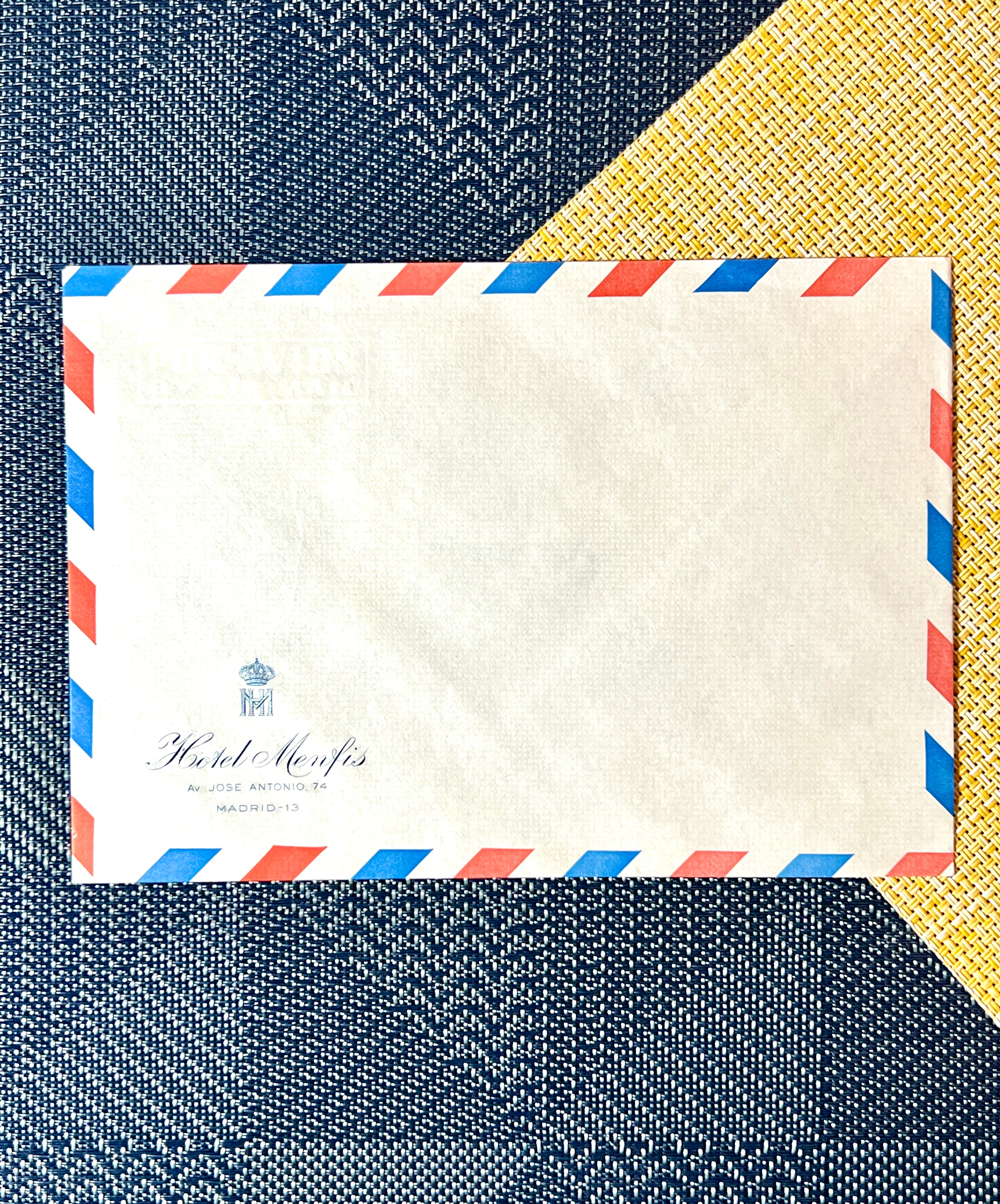 Hotel Menfis (Madrid, Spain) Vintage Air Mail Envelope