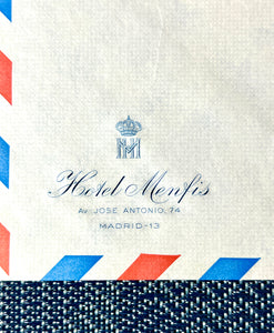 Hotel Menfis (Madrid, Spain) Vintage Air Mail Envelope