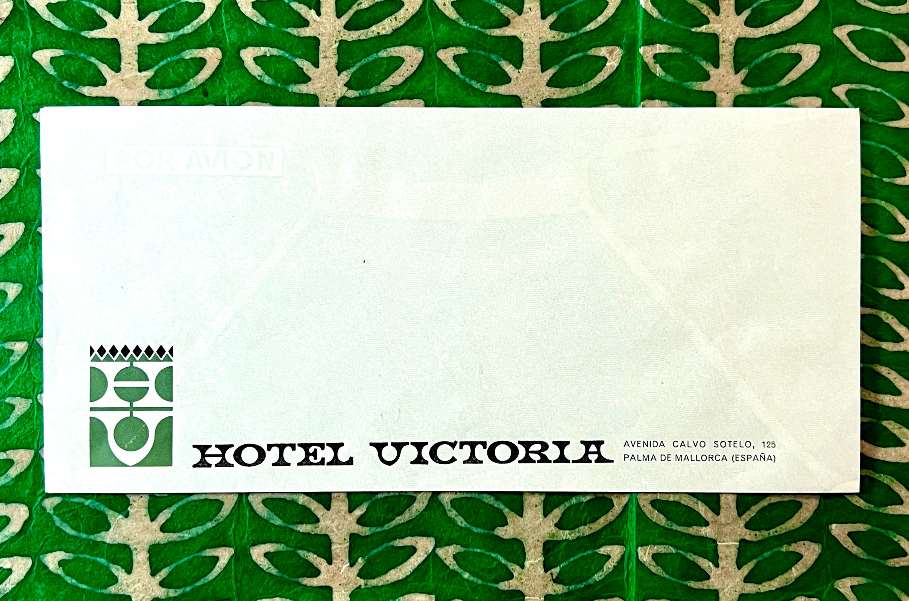 Palma De Mallorca España; Vintage Hotel Victoria (España) Por Avion Envelope