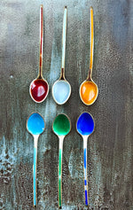 Load image into Gallery viewer, Set of 6 N.M Thune 925 Gilt Sterling Silver Demitasse Spoons Art Deco Norwegian Silver
