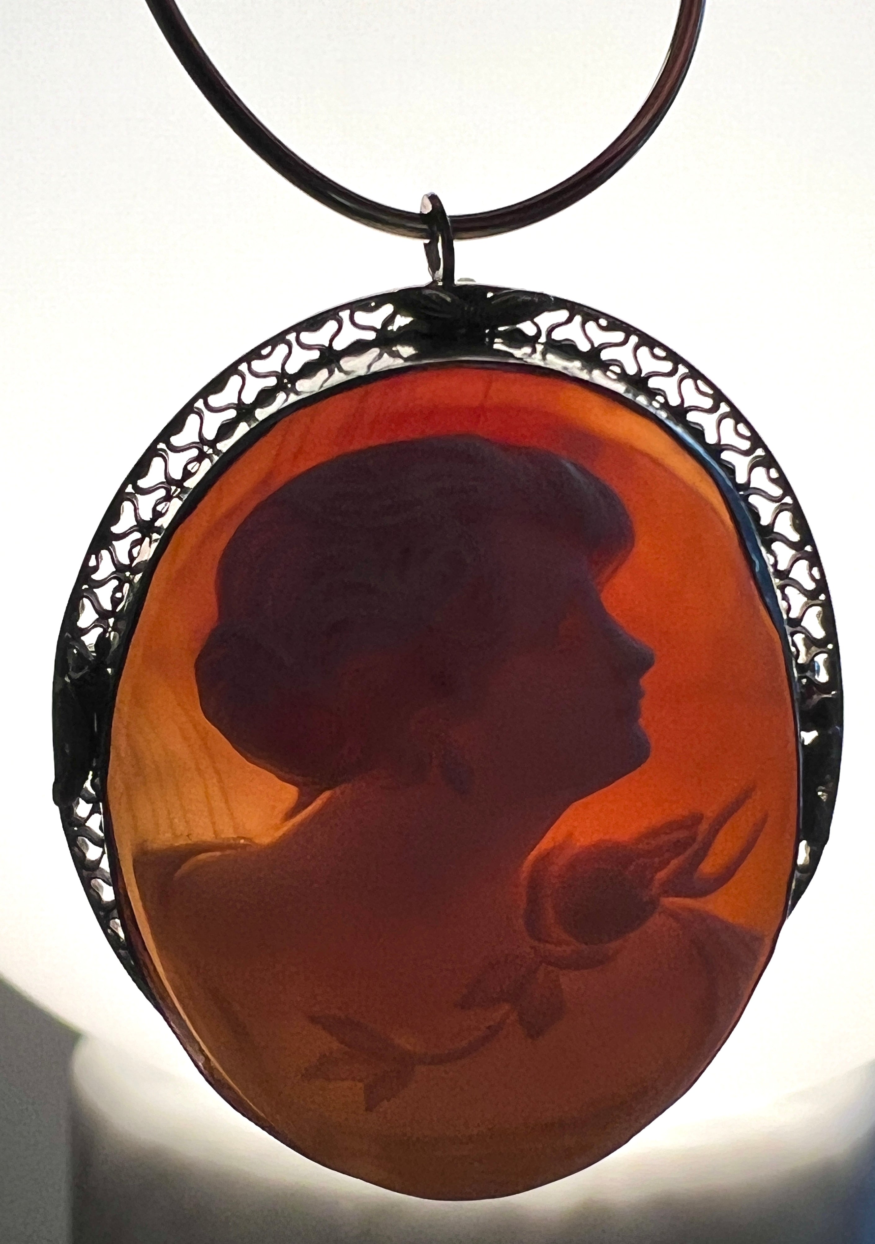 Carved Shell Cameo Brooch with Bail