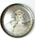 Mary Lou Higgins & Edward Higgins Ceramic Plate 1976 High Gloss Silver Glaze Portrait