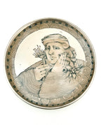 Mary Lou Higgins & Edward Higgins Ceramic Plate 1976 High Gloss Silver Glaze Portrait
