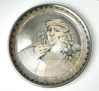 Mary Lou Higgins & Edward Higgins Ceramic Plate 1976 High Gloss Silver Glaze Portrait