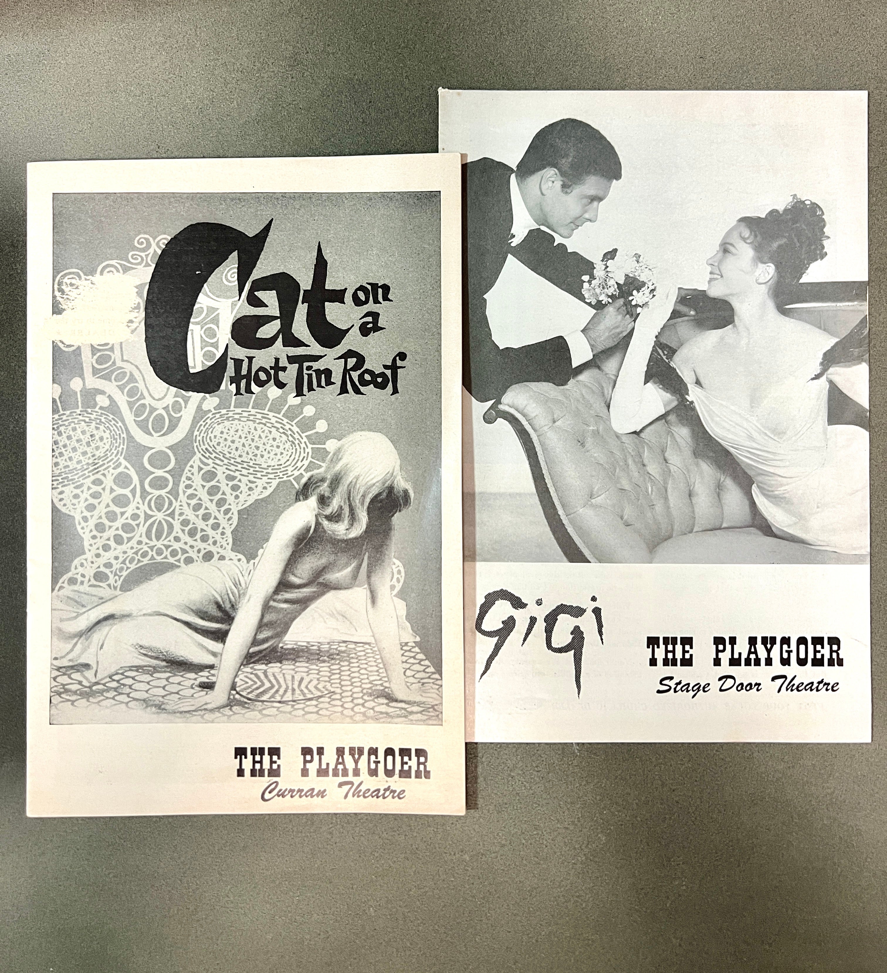 1950's Film Programs Curran Theatre "Cat on a Hot Tin Roof" & Stage Door Theatre "Gigi" San Francisco