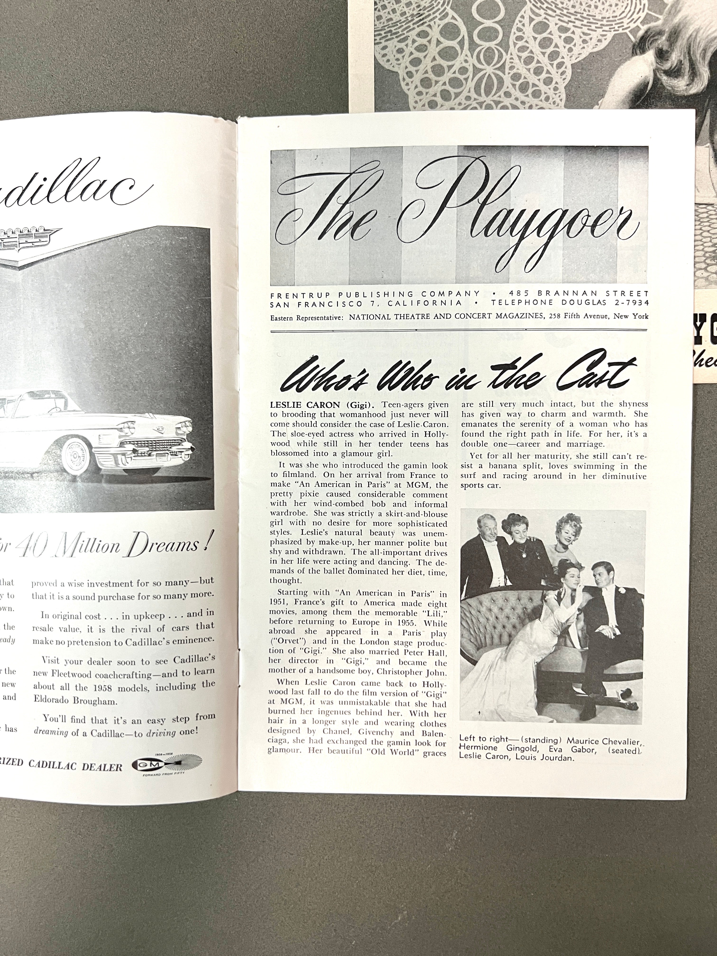 1950's Film Programs Curran Theatre "Cat on a Hot Tin Roof" & Stage Door Theatre "Gigi" San Francisco