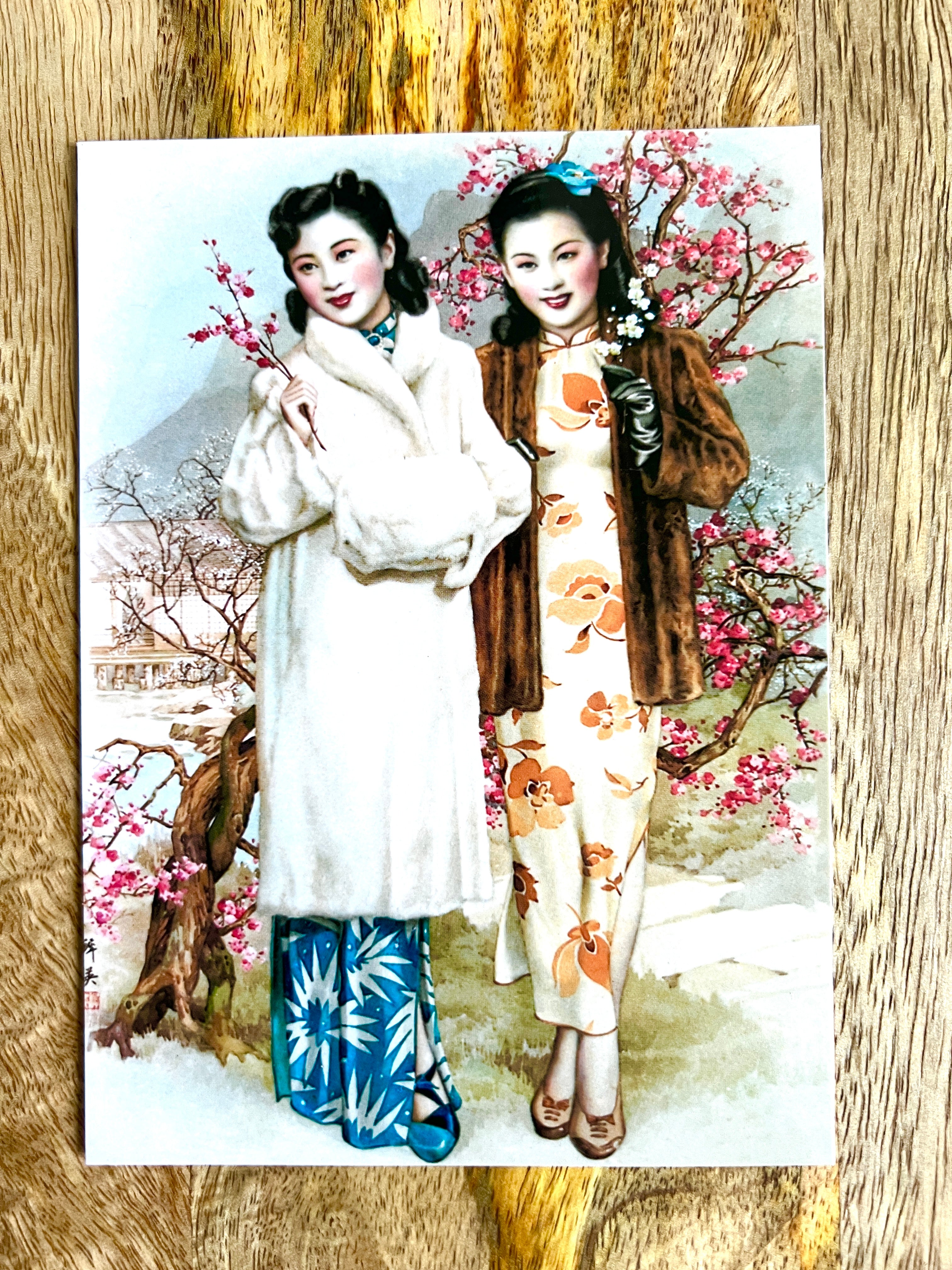 Postcard Art: Silk Dresses Floral Pattern / Flowers