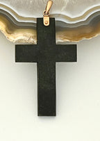 Antique "Pietra Dura" Black Onyx & Agate Cross Pendant