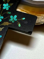 Load image into Gallery viewer, Antique &quot;Pietra Dura&quot; Black Onyx &amp; Agate Cross Pendant
