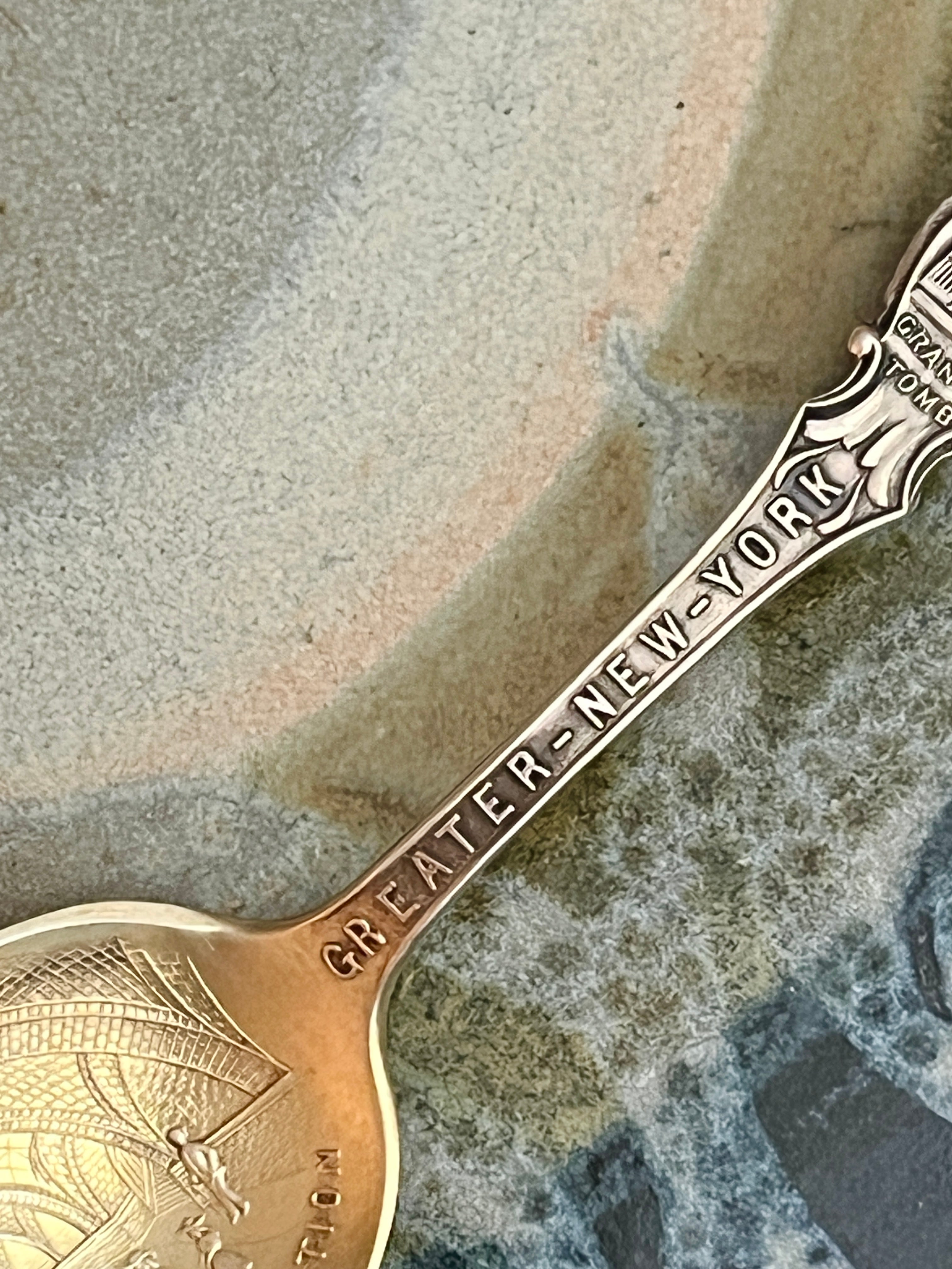 Antique Alvin Co. Sterling Silver Spoon w/Gilt Wash (New York; City Hall Subway)