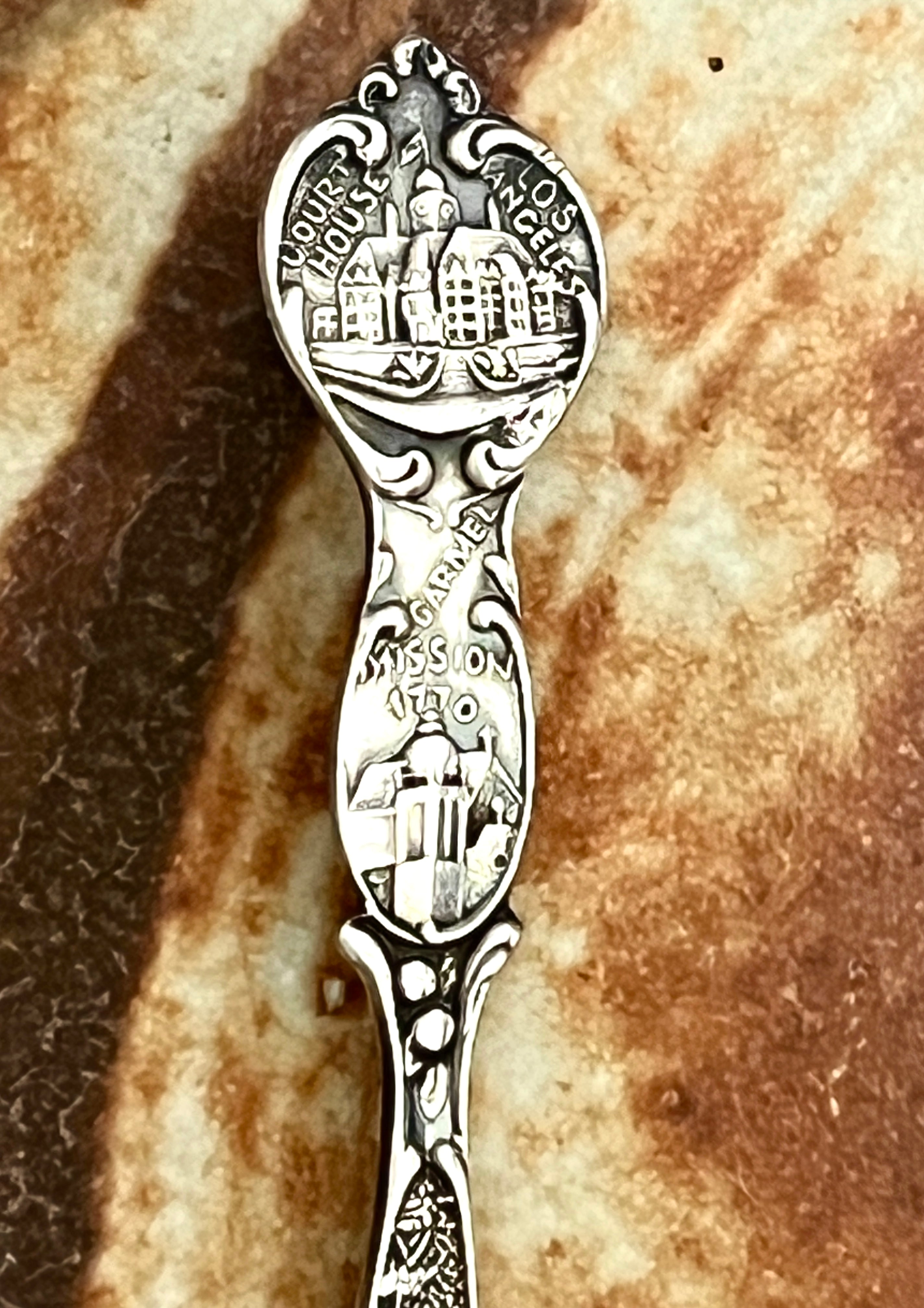Joseph Mayer & Bros. Sterling Silver Demitasse Souvenir Spoon ("Los Angeles") Ostrich