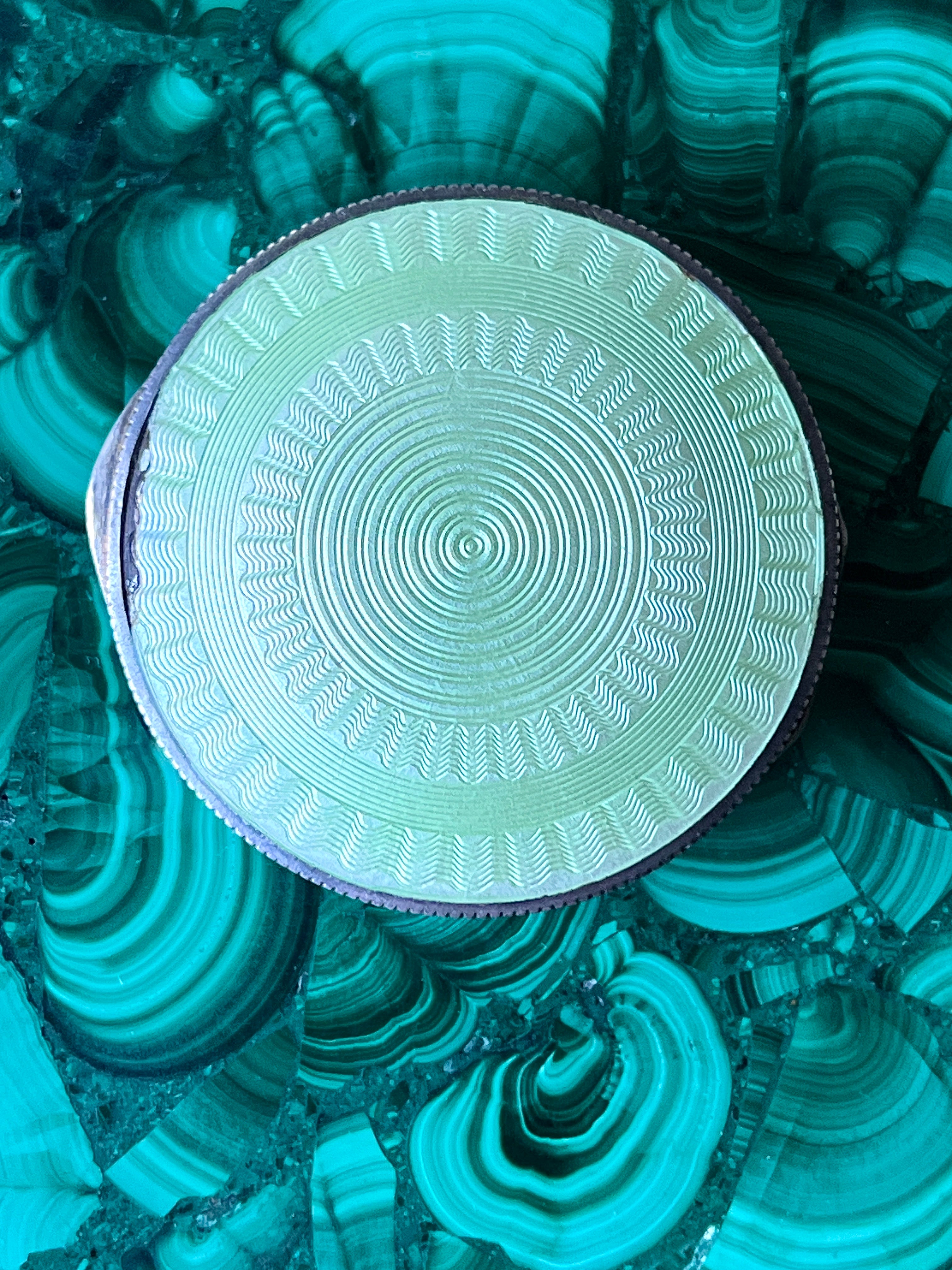 Antique Austrian Sterling Silver Enamel Guilloche Mini Compact