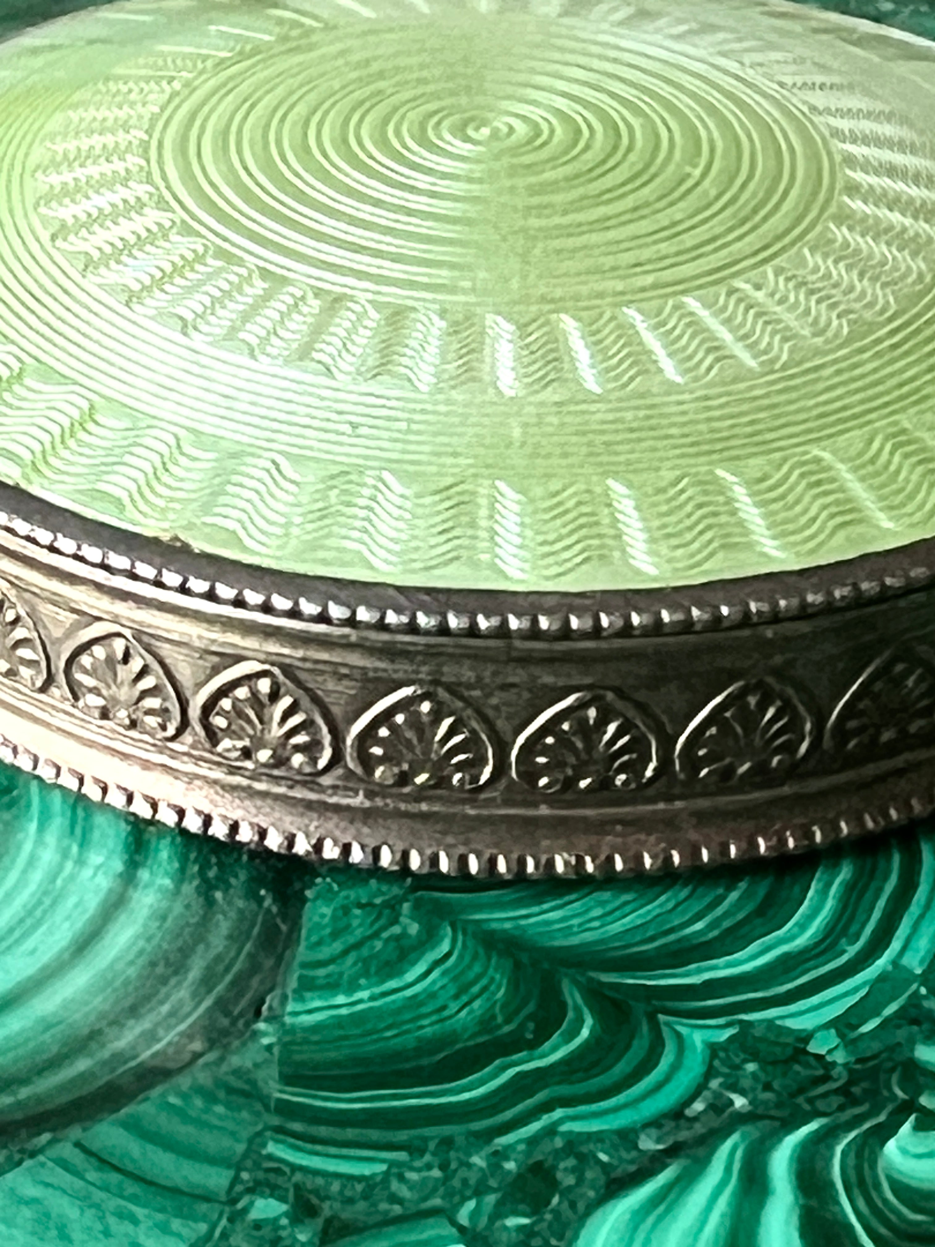 Antique Austrian Sterling Silver Enamel Guilloche Mini Compact