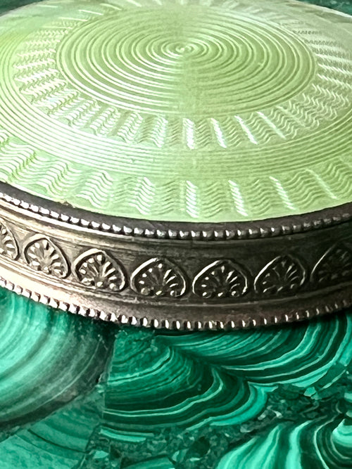 Antique Austrian Sterling Silver Enamel Guilloche Mini Compact