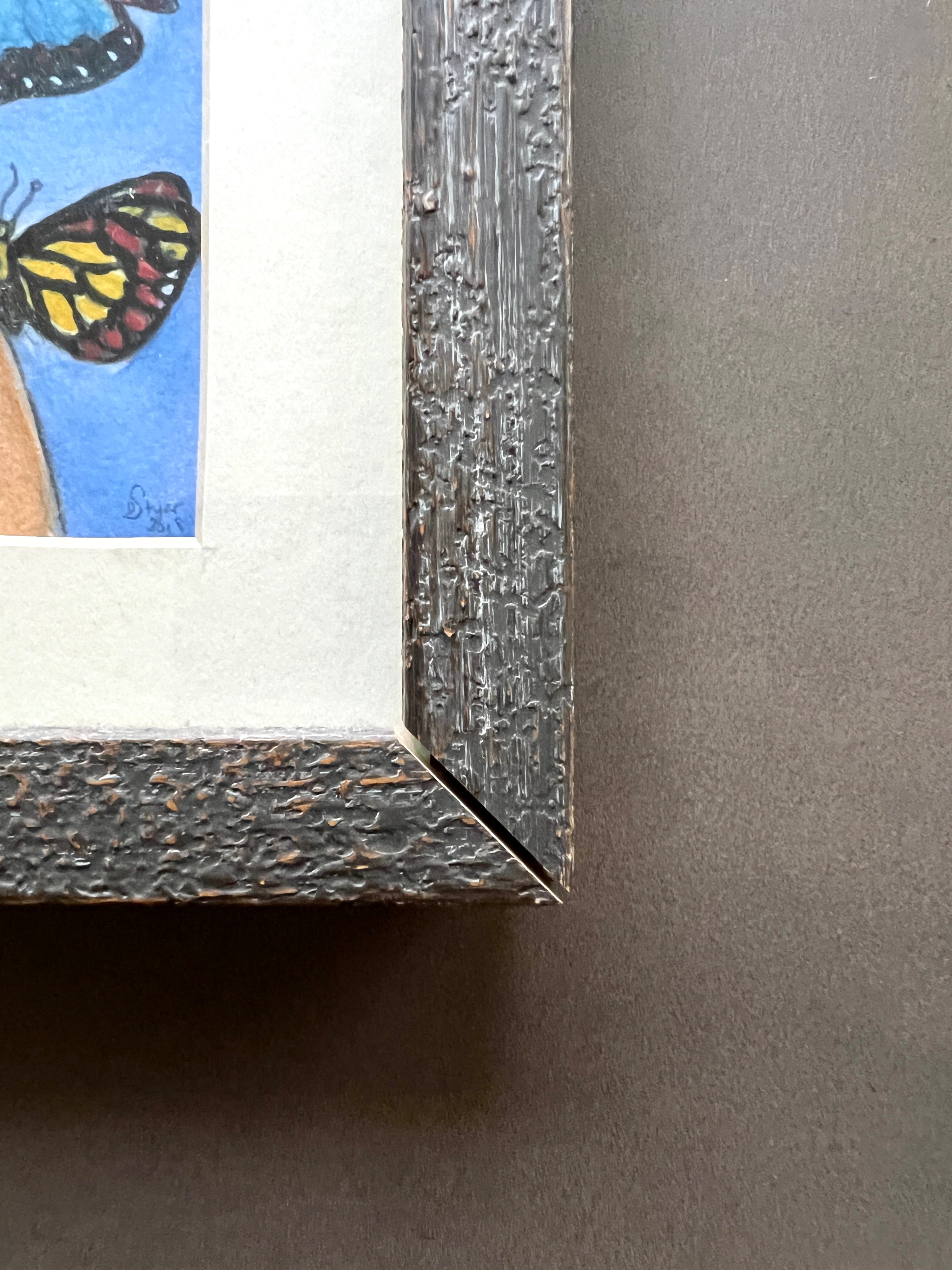 Woman With Pin Curls & Butterflies; Art Print