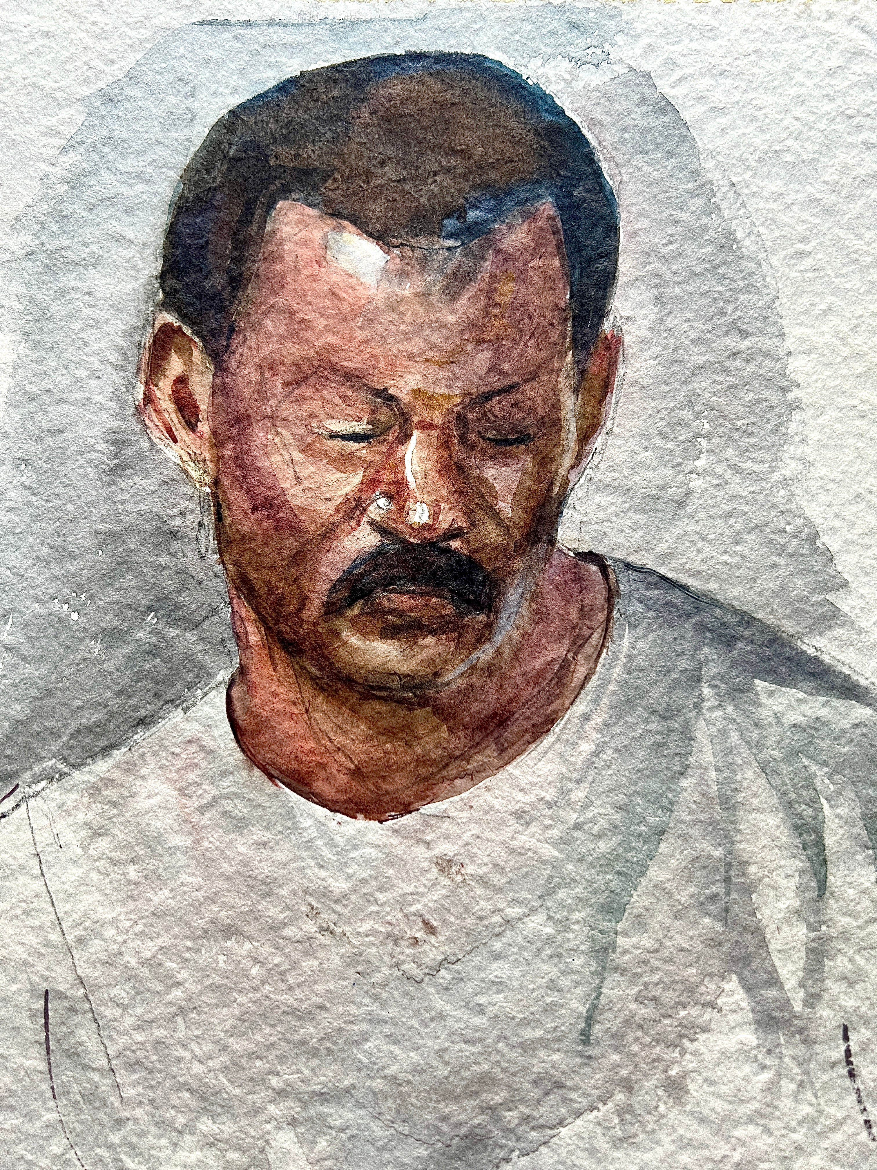 Original Watercolor Portrait; African American Man